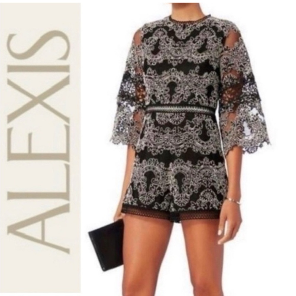 Alexis Veneda Black Lace Romper